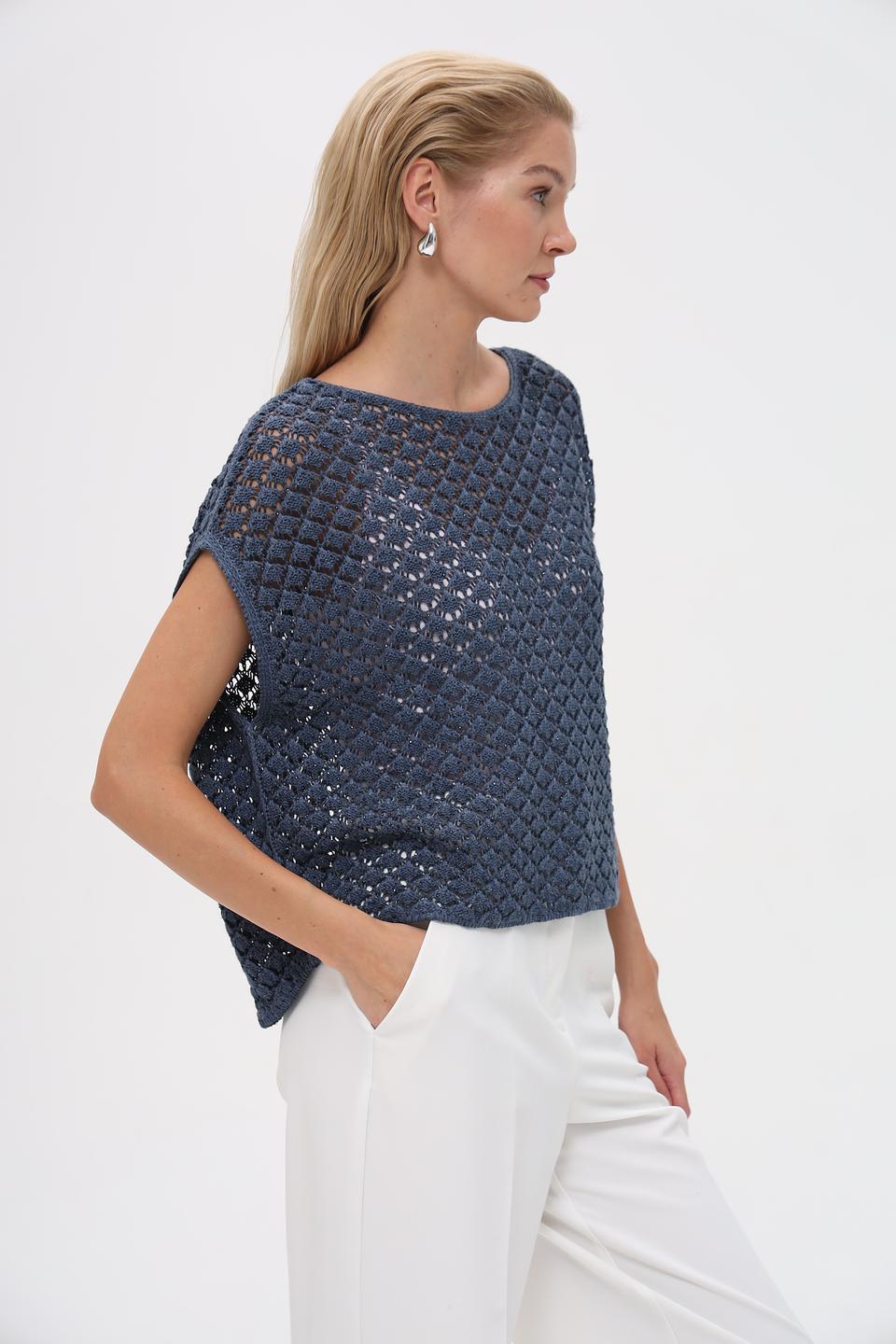 Пуловер Monari вязаный синий