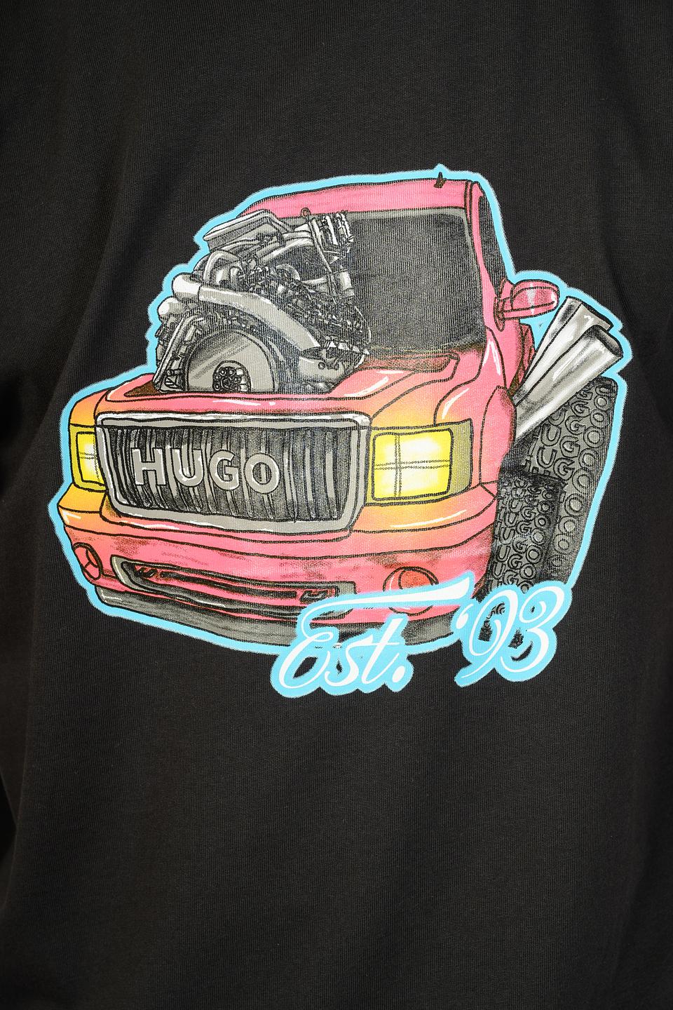 Футболка Hugo с принтом авто чёрная