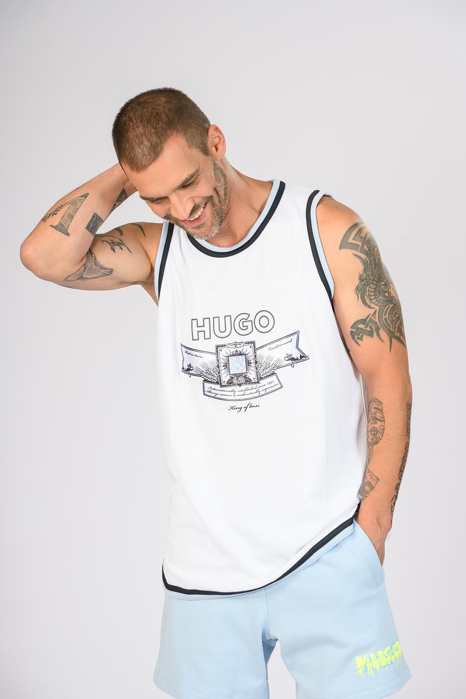 Футболка Hugo мужская белая с принтом