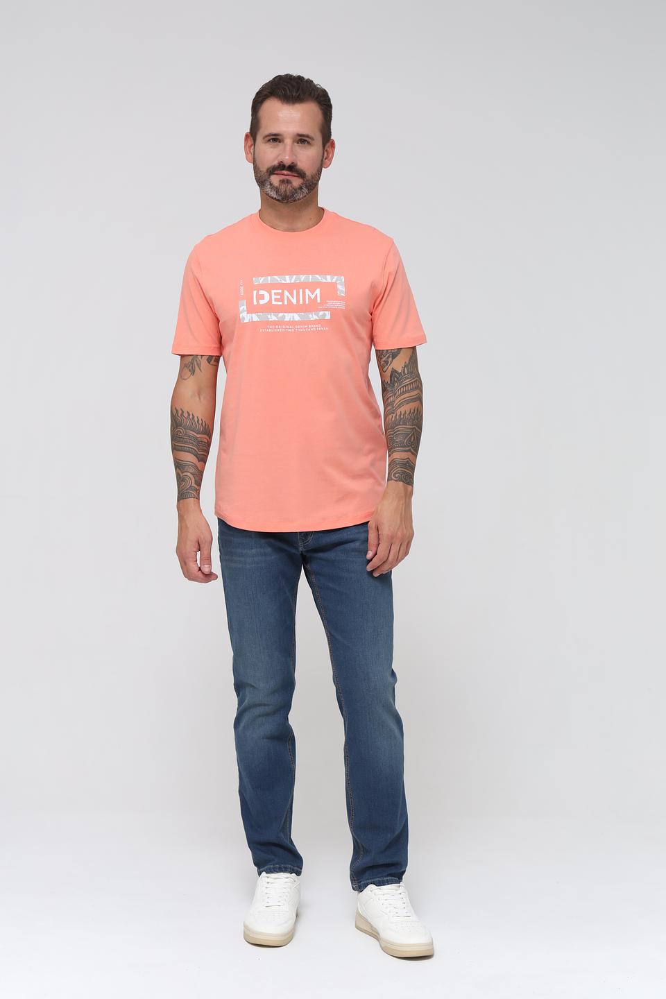 Футболка Tom Tailor IDENIM коралловая с принтом