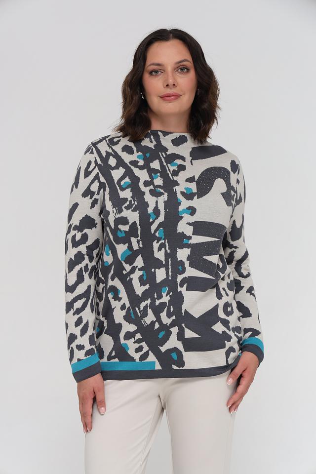 Пуловер Lebek с принтом серый