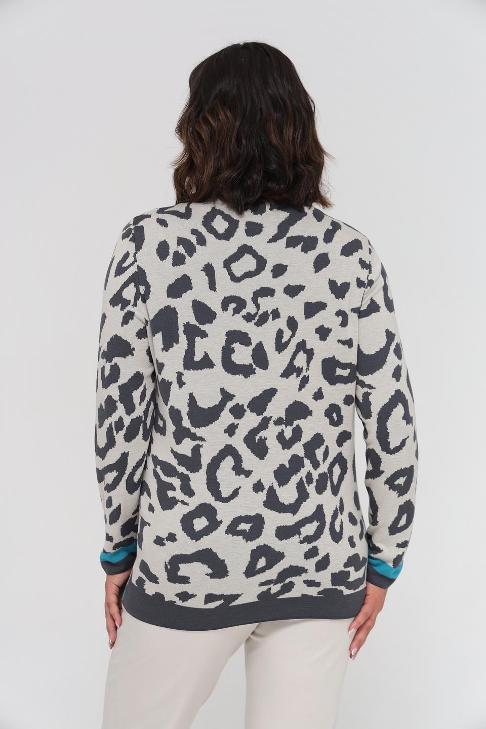 Пуловер Lebek с принтом серый