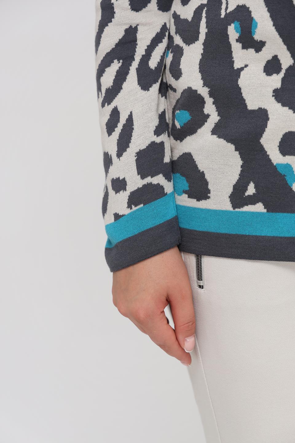 Пуловер Lebek с принтом серый