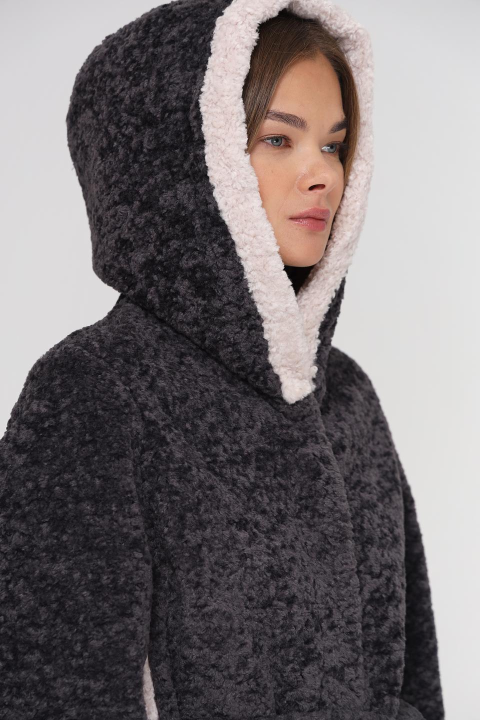 Пальто Electra style серое с мехом