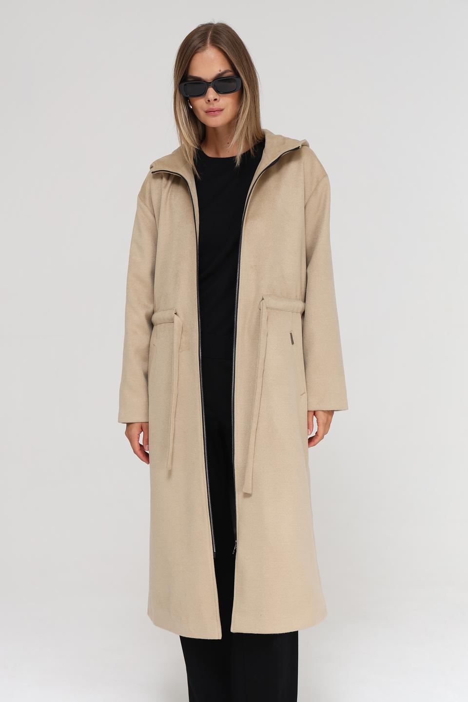Пальто Beatris с капюшоном бежевое