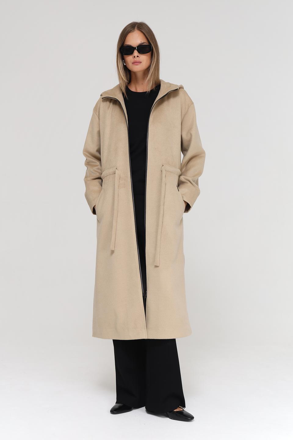 Пальто Beatris с капюшоном бежевое