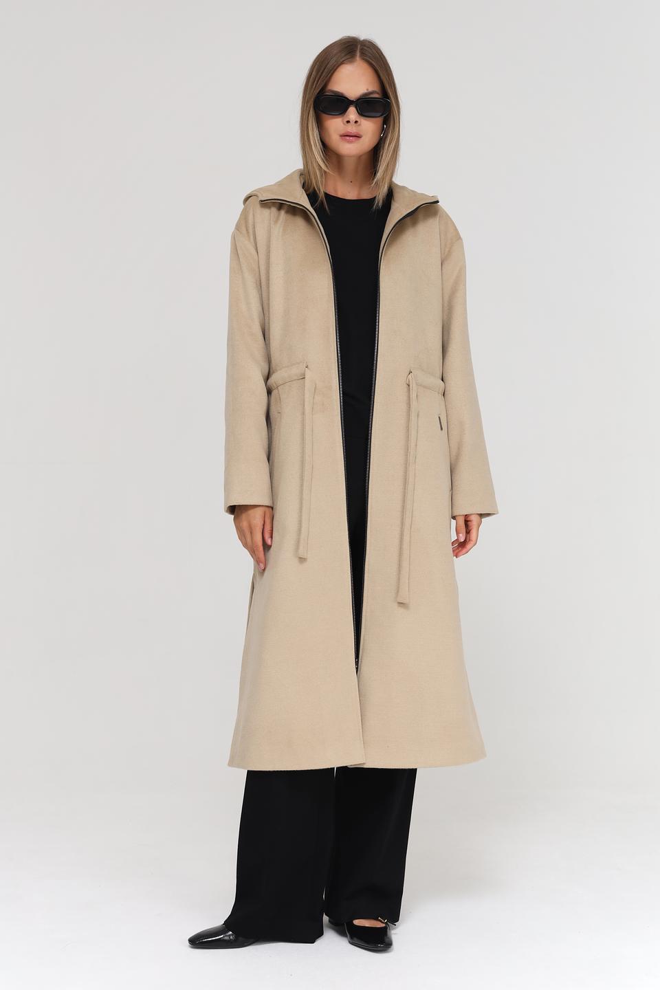 Пальто Beatris с капюшоном бежевое