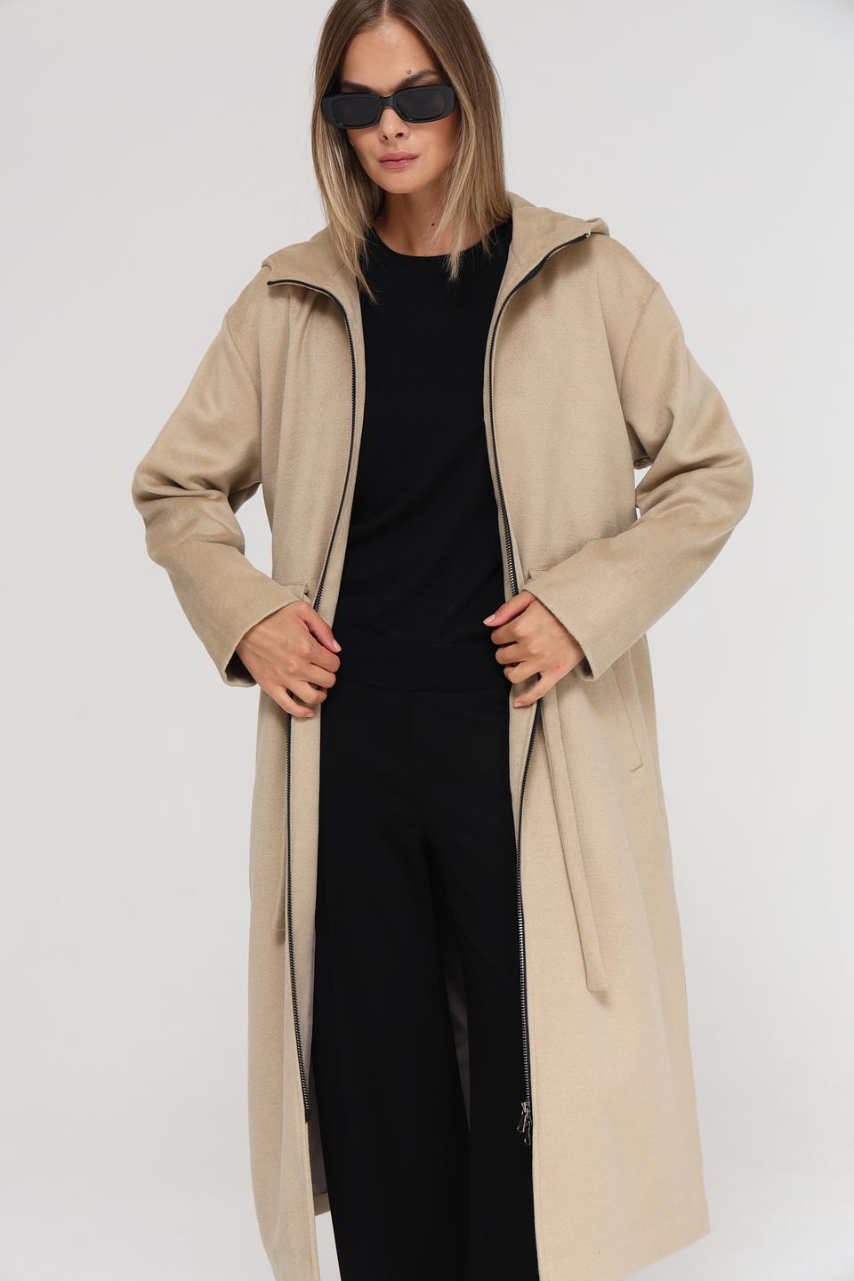 Пальто Beatris с капюшоном бежевое
