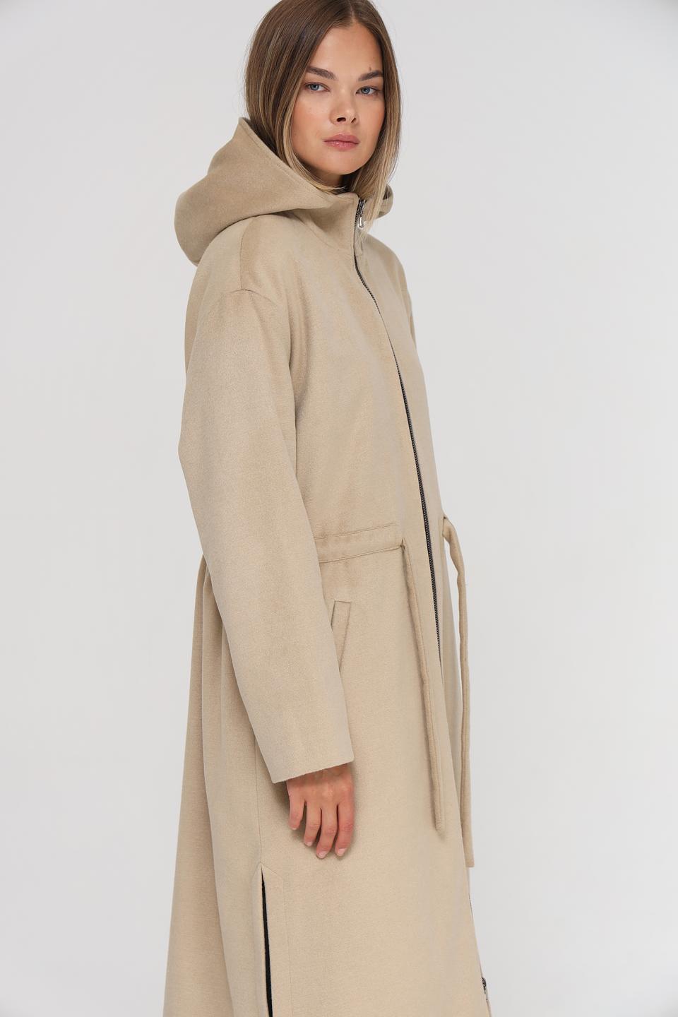 Пальто Beatris с капюшоном бежевое