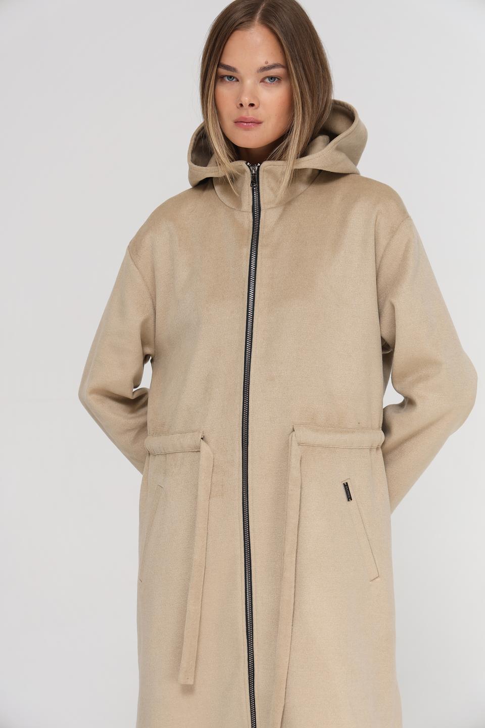 Пальто Beatris с капюшоном бежевое