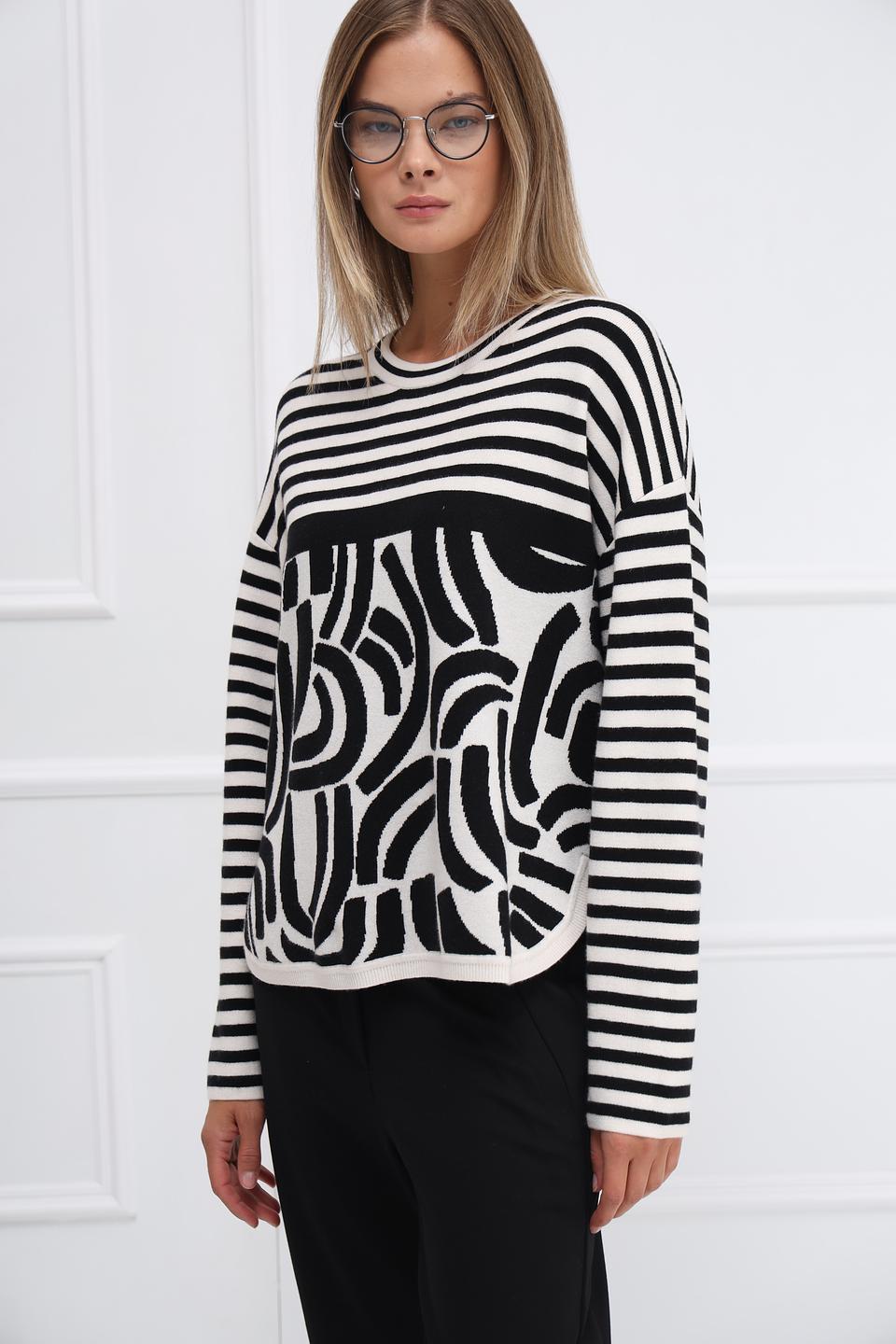 Пуловер Oui в полоску