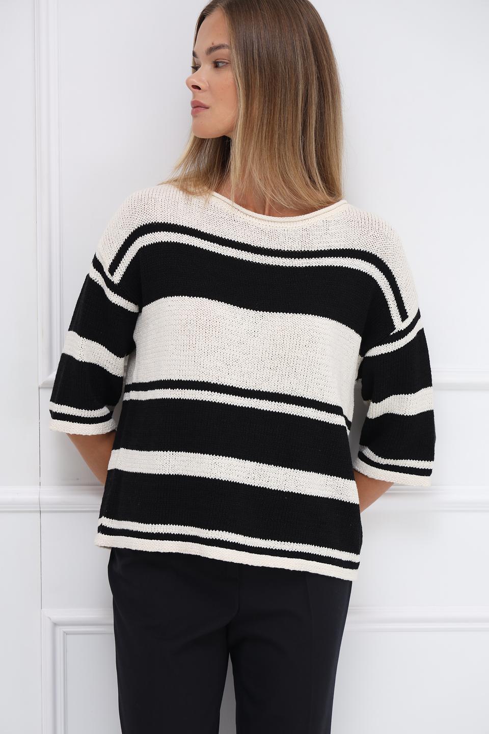 Пуловер Oui в полоску