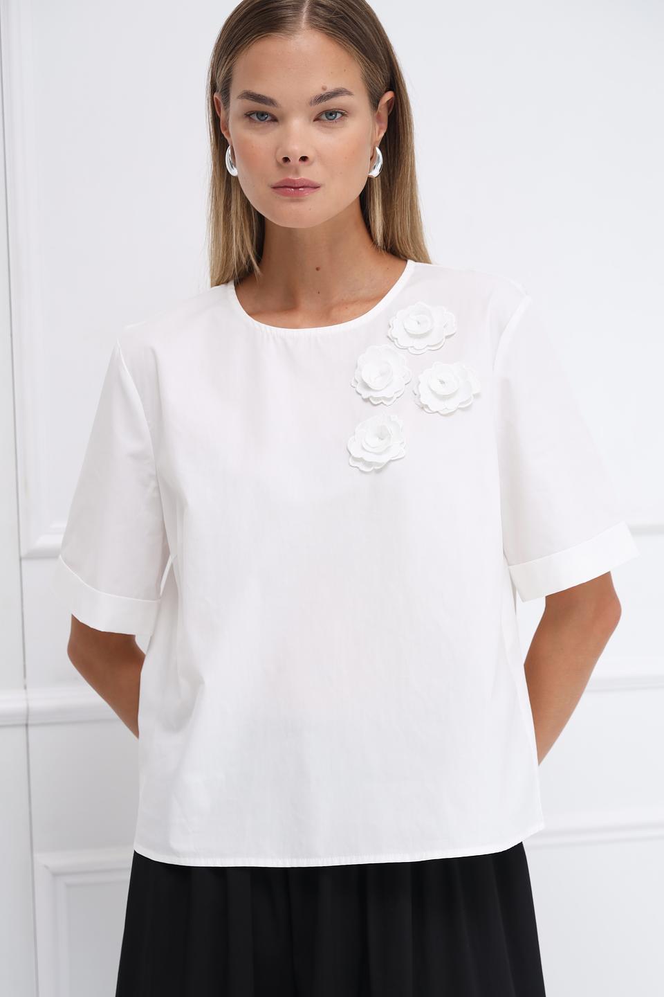 Блуза Oui с розами белый