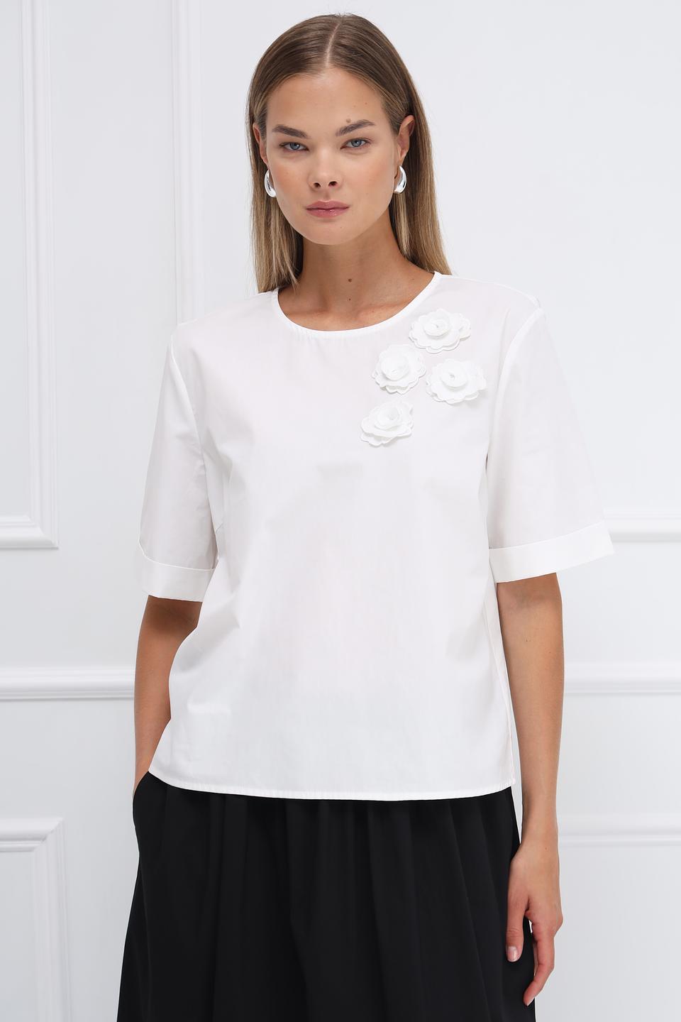 Блуза Oui с розами белый