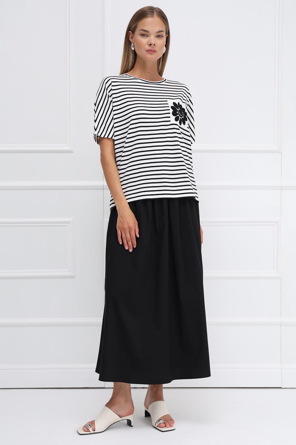 Футболка Oui в полоску с цветком