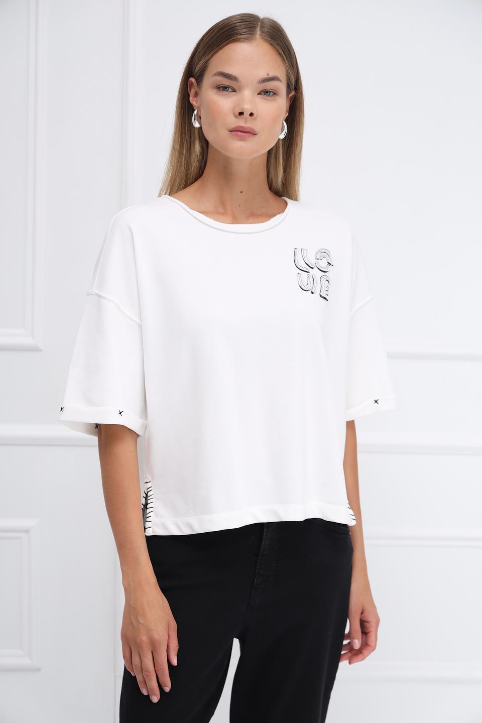 Пуловер Oui с логотипом белый