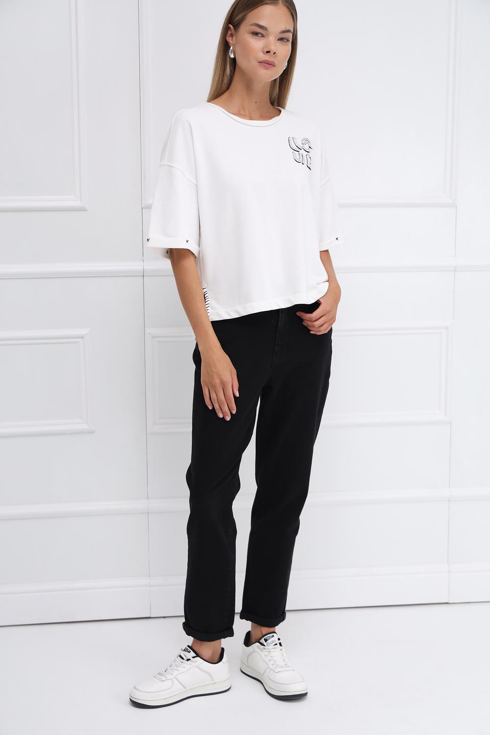 Пуловер Oui с логотипом белый