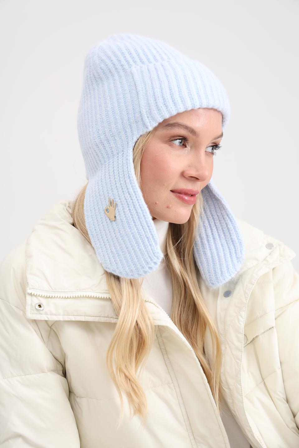 Шапка Adel с ушами голубая