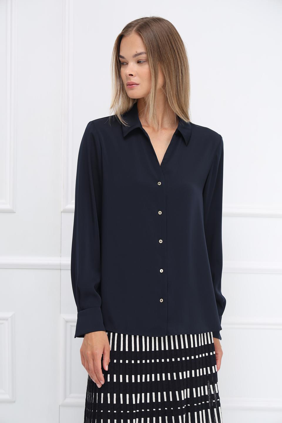 Рубашка Marc Cain длинный рукав темно-синяя