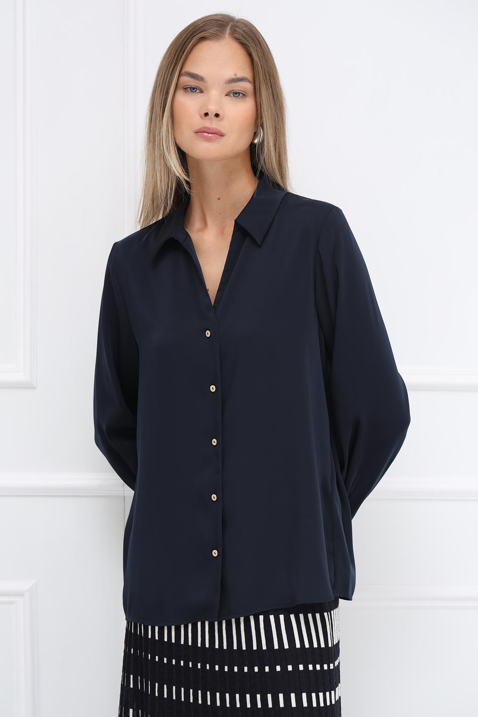 Рубашка Marc Cain длинный рукав темно-синяя