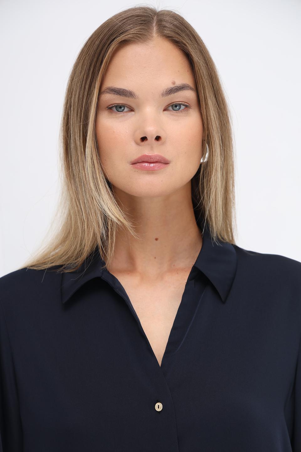 Рубашка Marc Cain длинный рукав темно-синяя