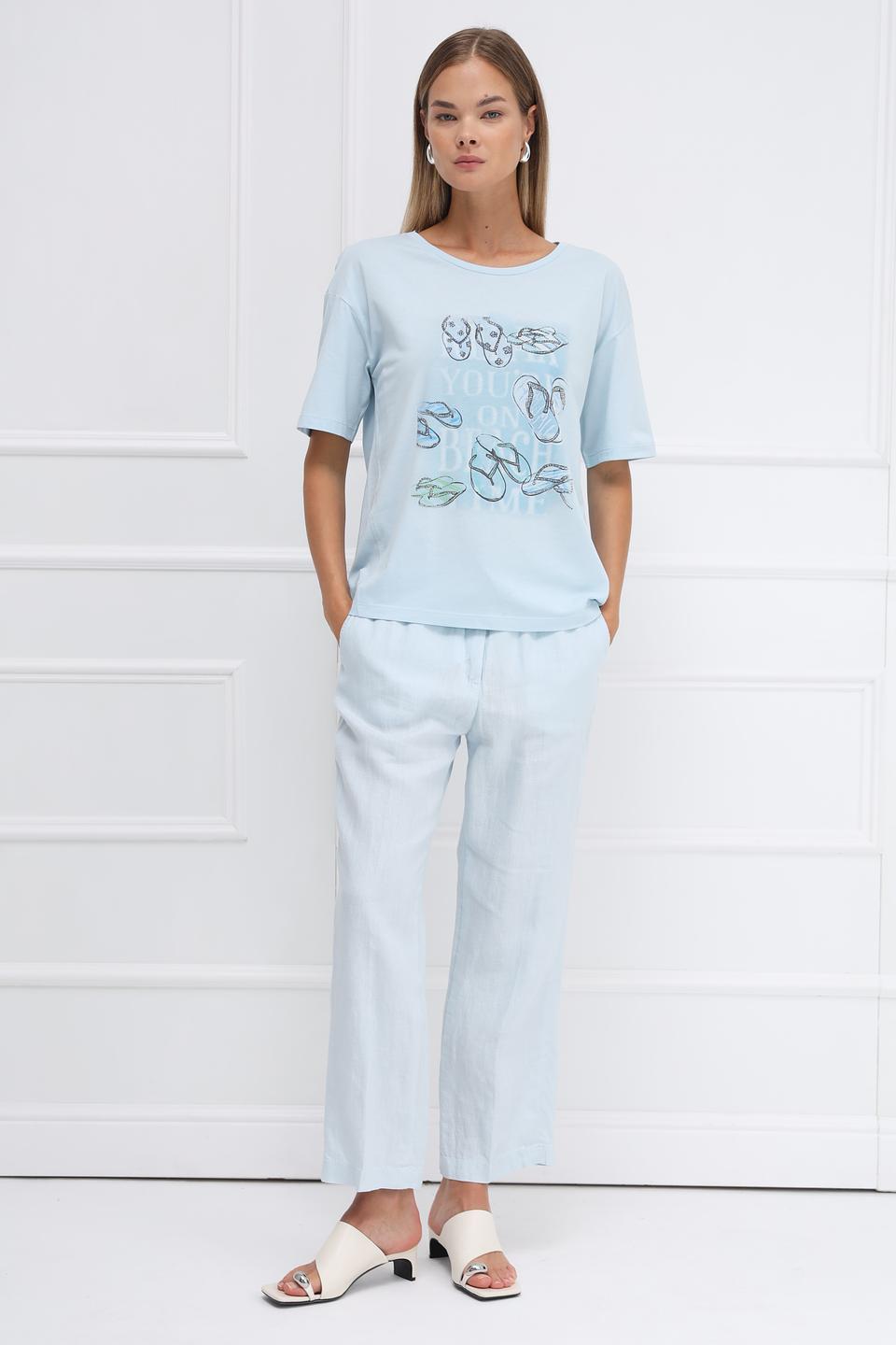 Футболка Monari с принтом голубая