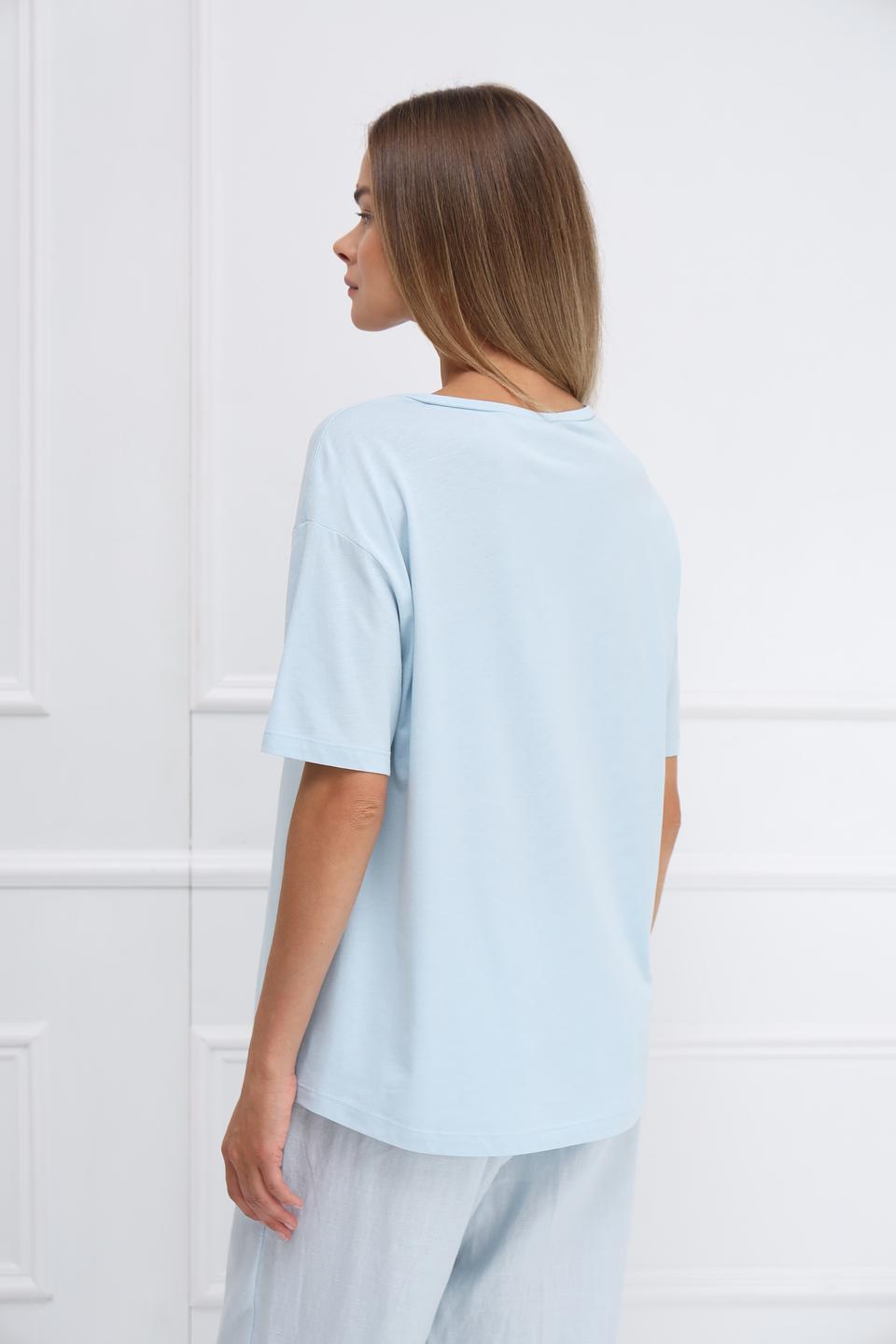 Футболка Monari с принтом голубая