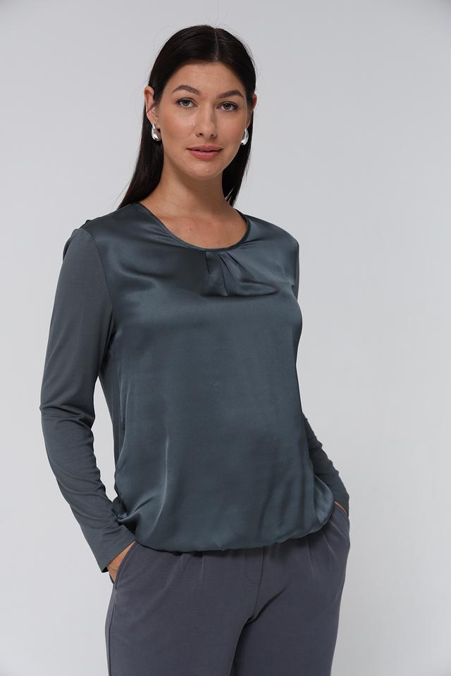 Блуза Lebek с драпировкой серая