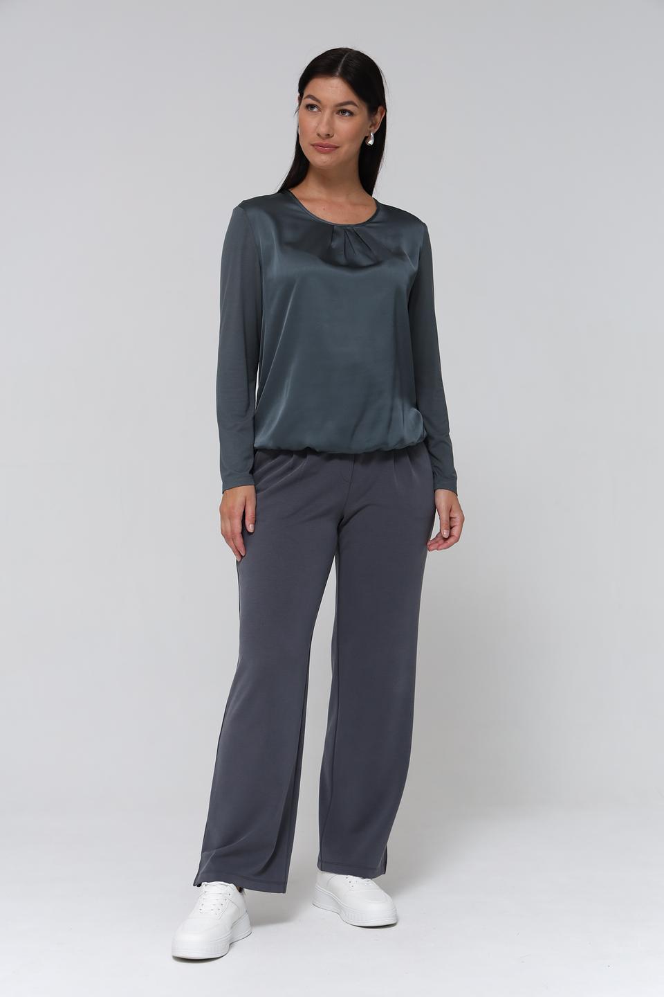 Блуза Lebek с драпировкой серая