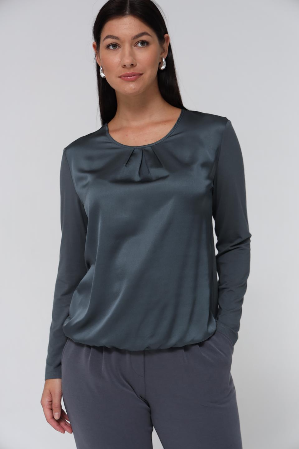 Блуза Lebek с драпировкой серая