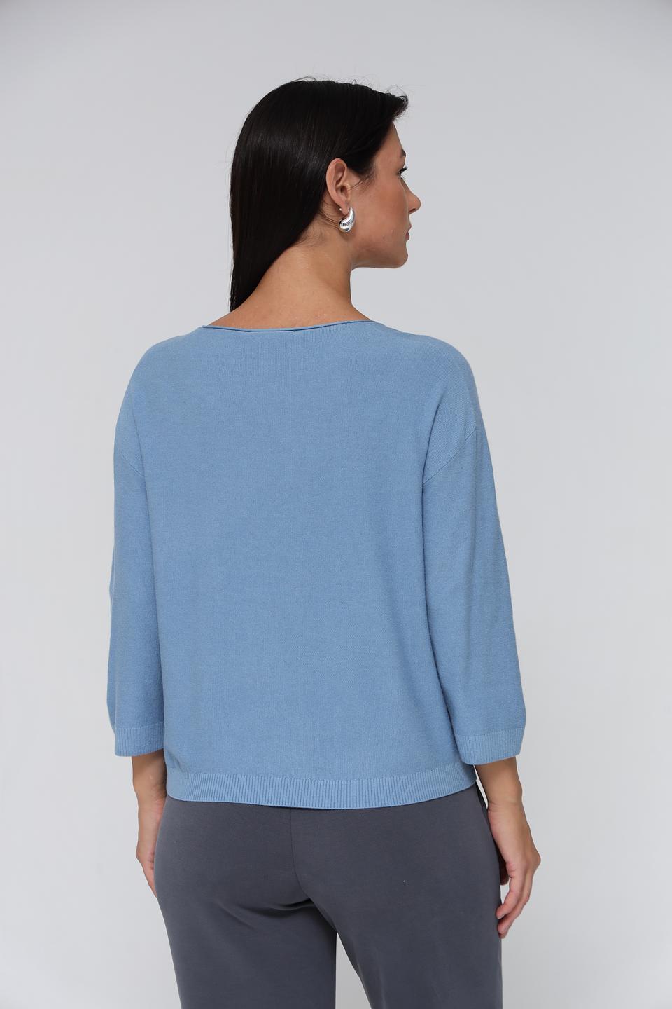 Пуловер Lecomte голубой с рукавом 3/4