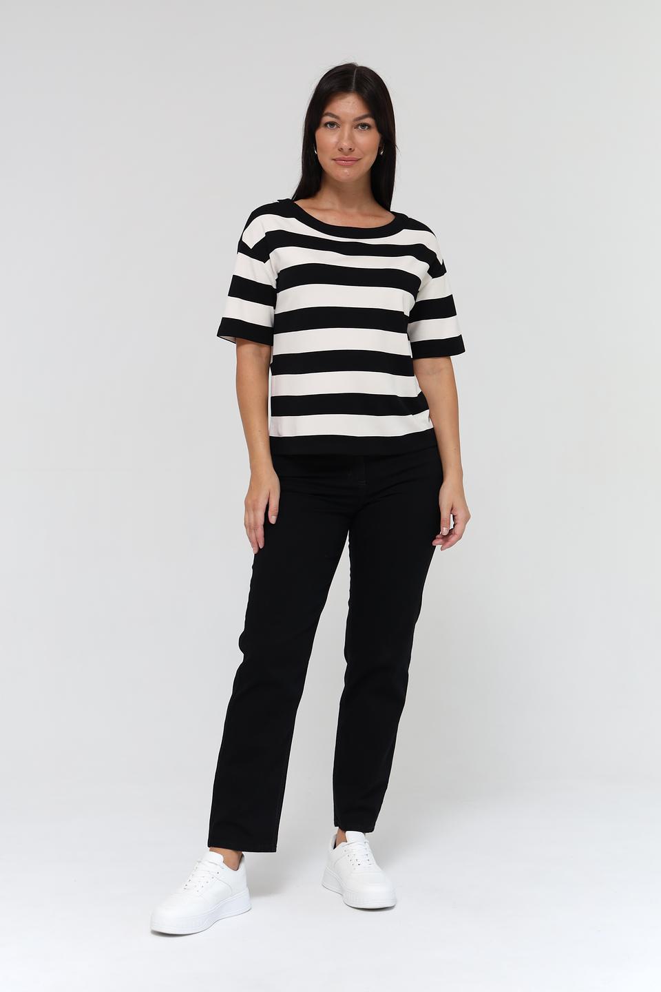Футболка Monari в полоску чёрно-белая