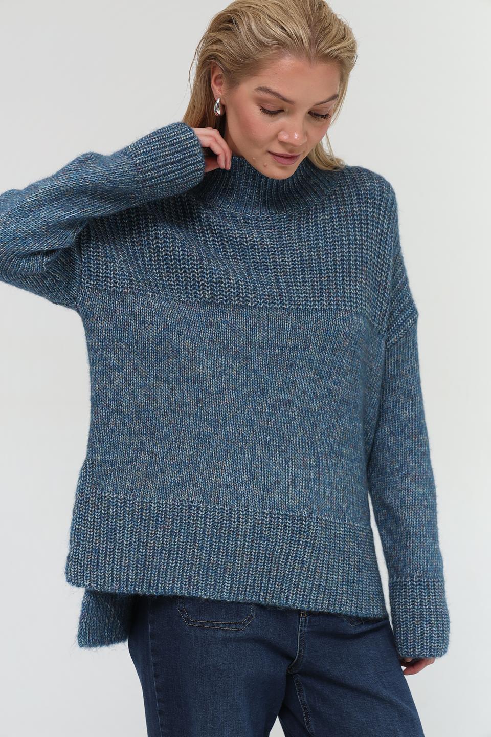 Пуловер Pezzo бирюзовый с высоким горлом