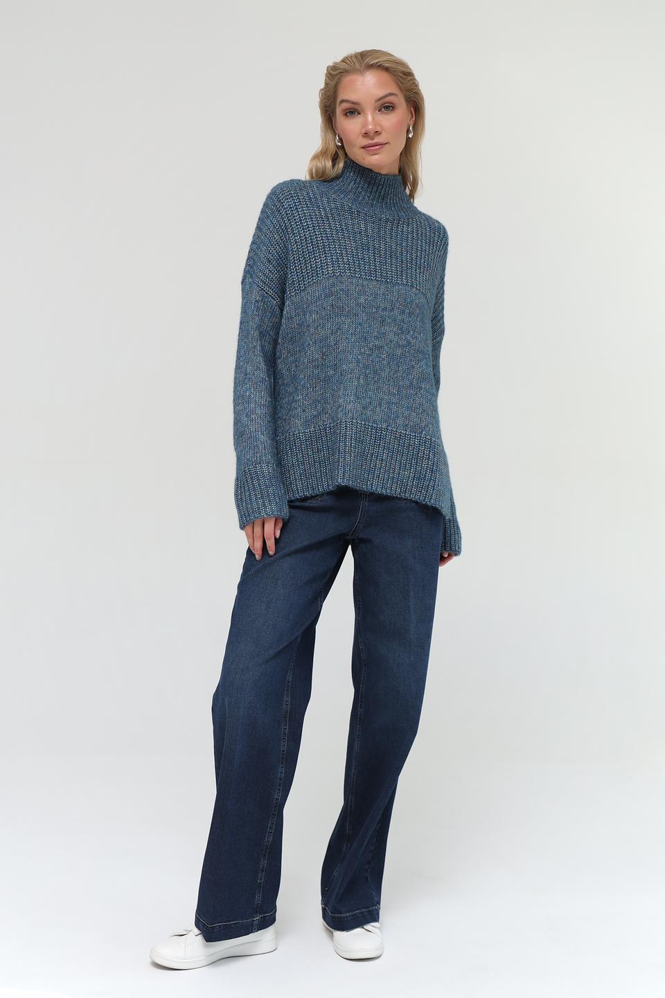 Пуловер Pezzo бирюзовый с высоким горлом