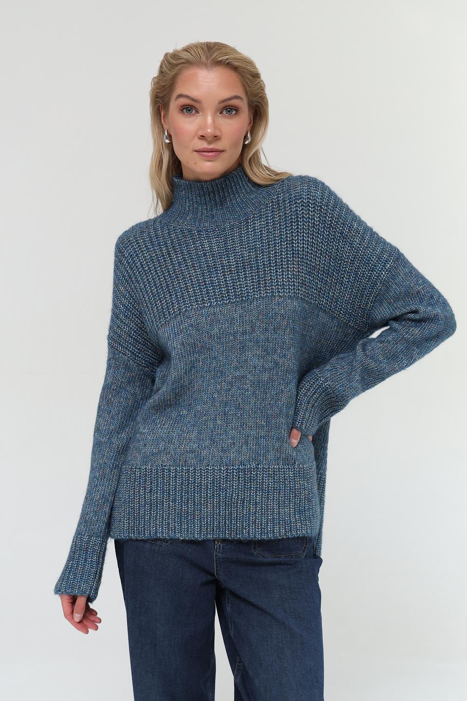 Пуловер Pezzo бирюзовый с высоким горлом