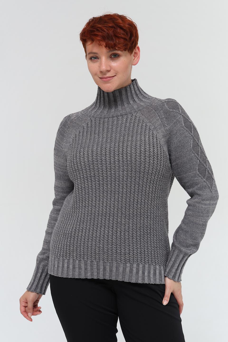 Пуловер Pezzo серый с высоким горлом