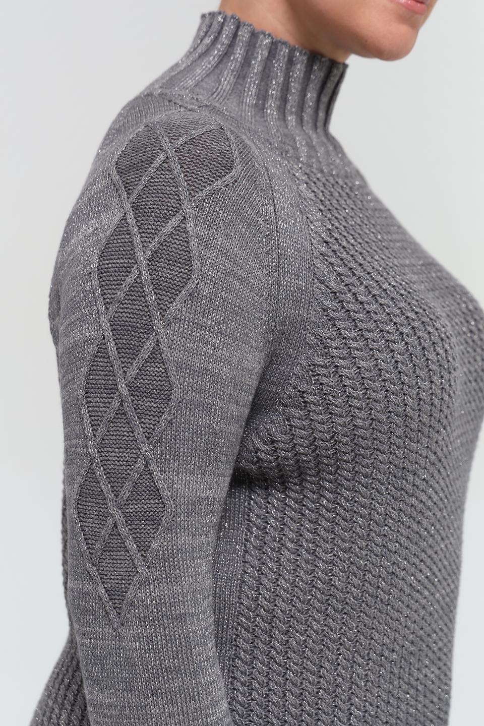 Пуловер Pezzo серый с высоким горлом
