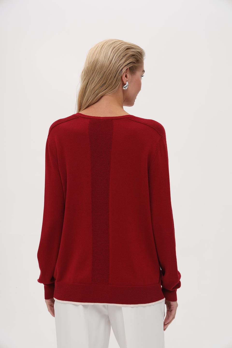 Пуловер Pezzo винного цвета с V-образным вырезом