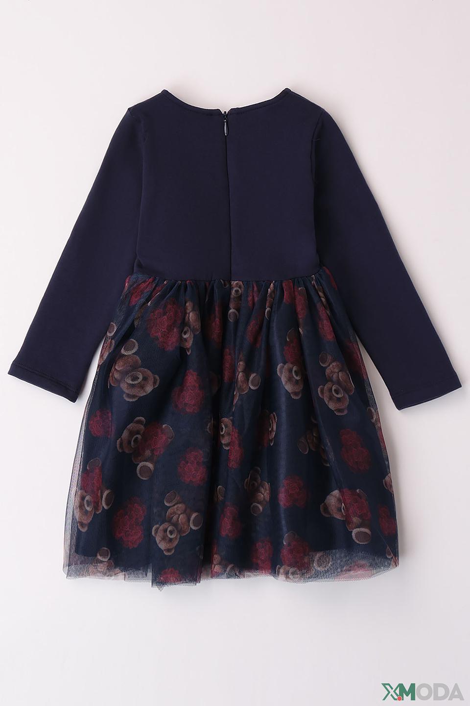 Платье Sarabanda дев. с цветами тёмно-синее