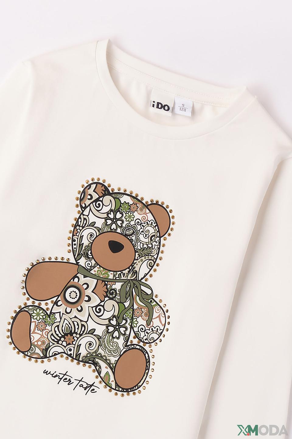 Джемпер Ido с медведем, молочный