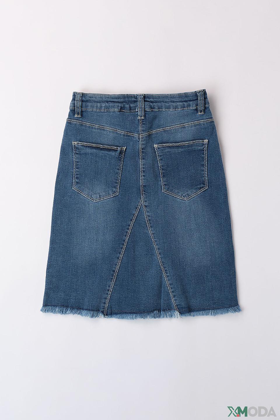 Юбка Ido дев. джинсовая с бахромой
