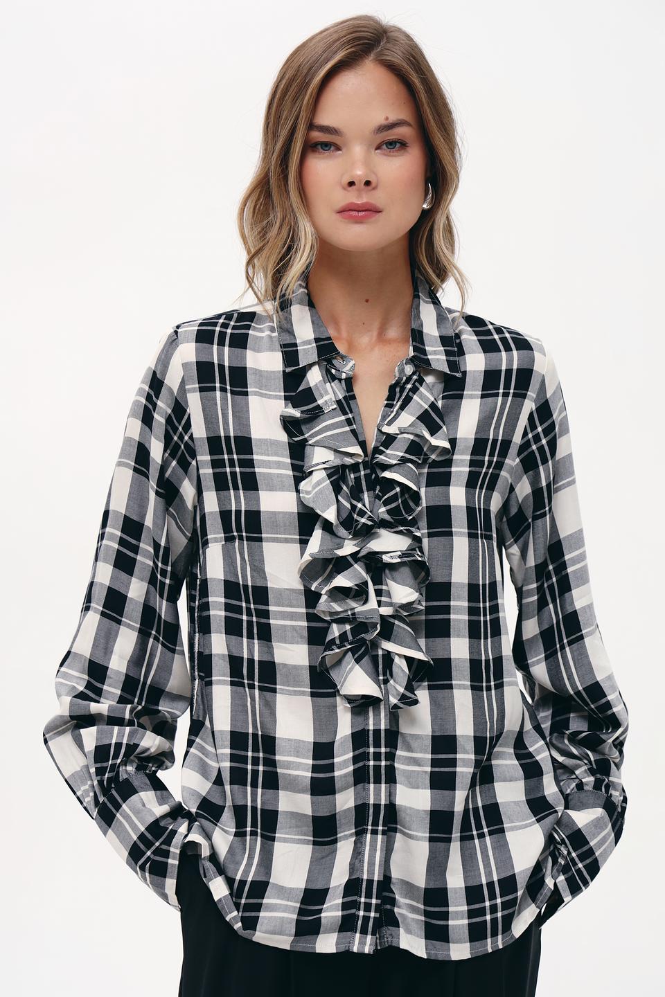 Блуза Monari в клетку с рюшами