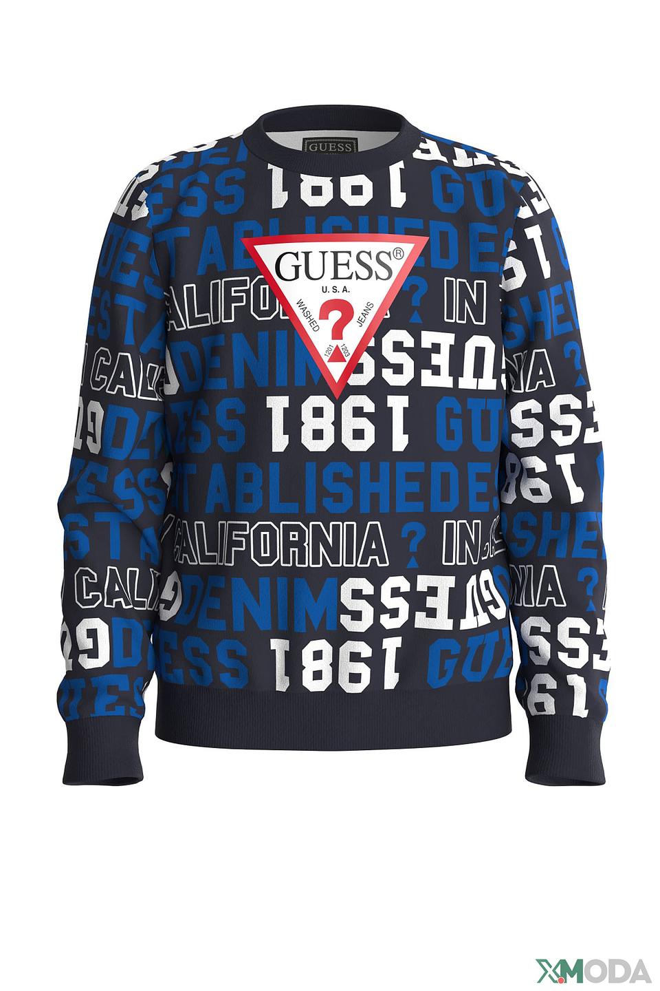 Джемпер Guess с логотипом синий