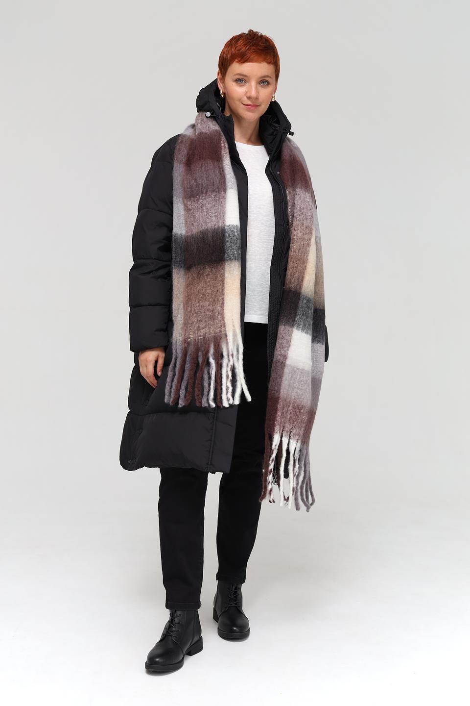 Шарф Electra style в клетку с бахромой