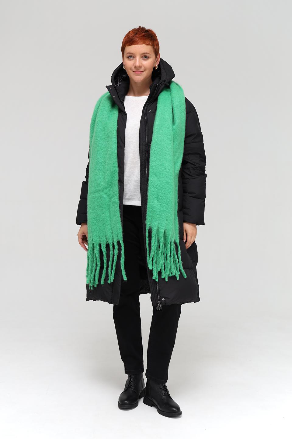 Шарф Electra style зелёный с бахромой