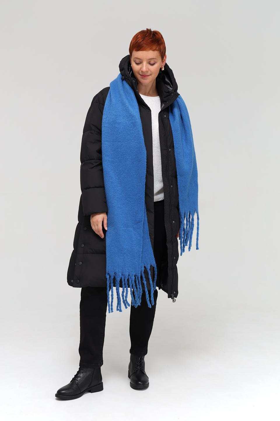 Шарф Electra style синий с бахромой