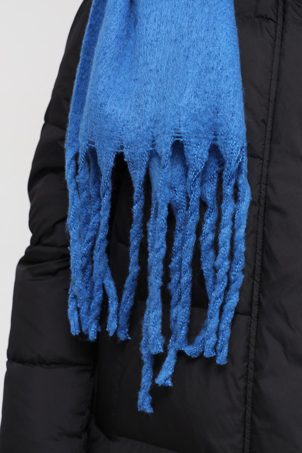 Шарф Electra style синий с бахромой
