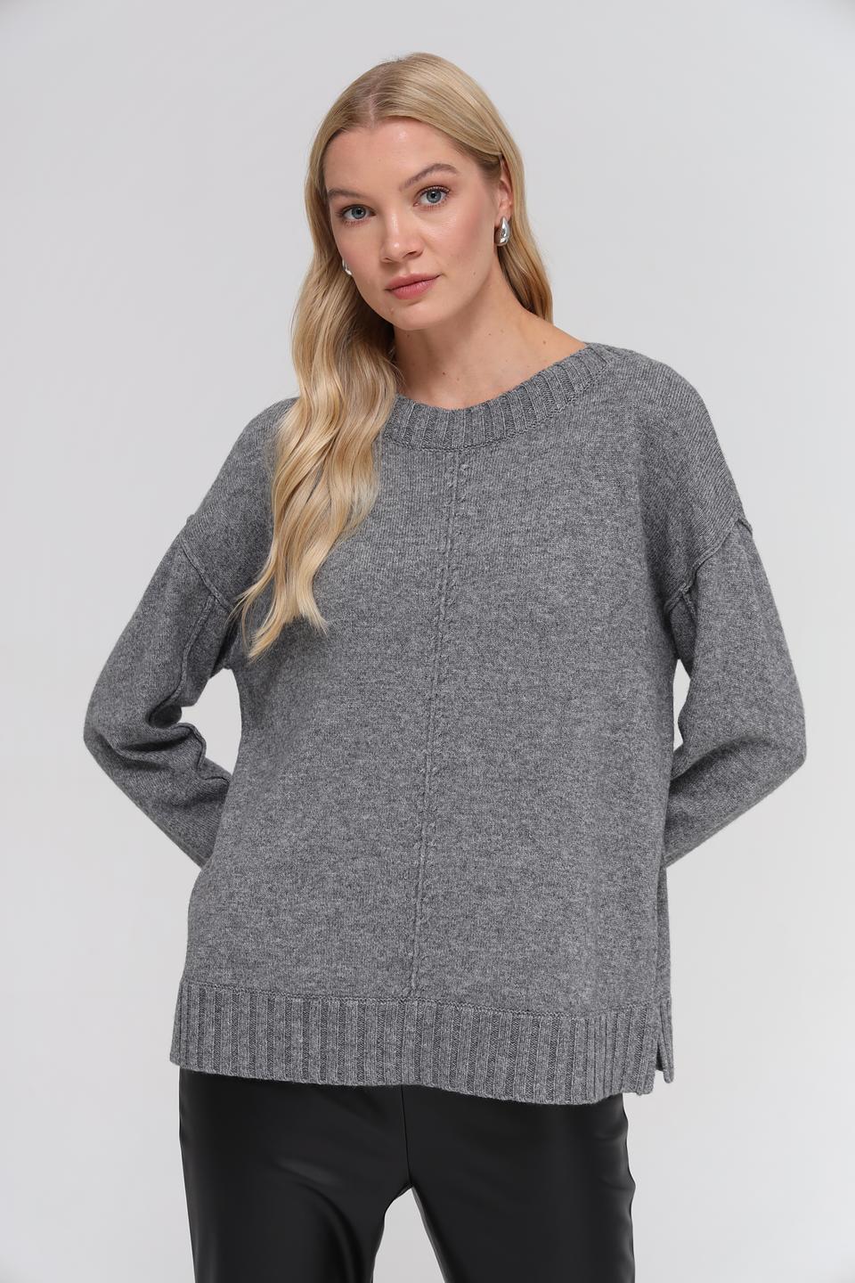 Пуловер Oui серый меланж