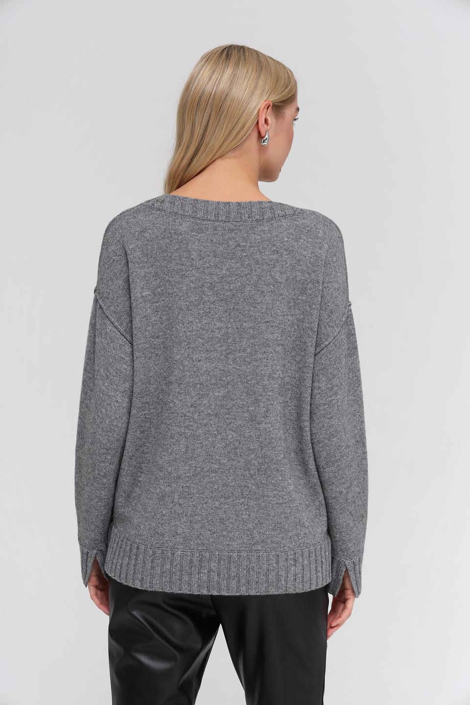 Пуловер Oui серый меланж