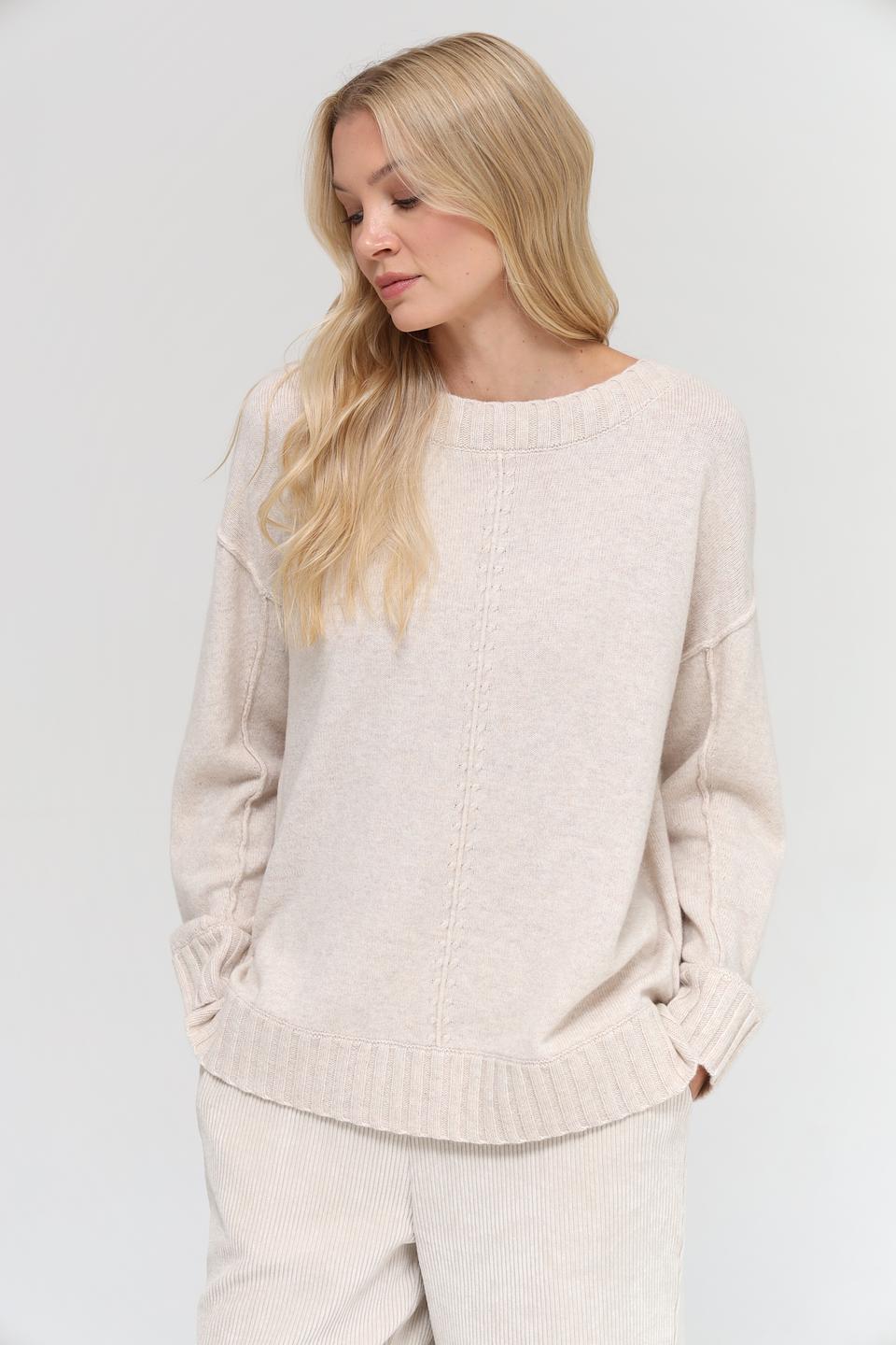 Пуловер Oui бежевый